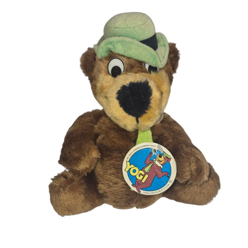 Vintage 1980 Mighty Star Yogi Bear Plush w/ Original Tags Hanna-Barbera 8"
